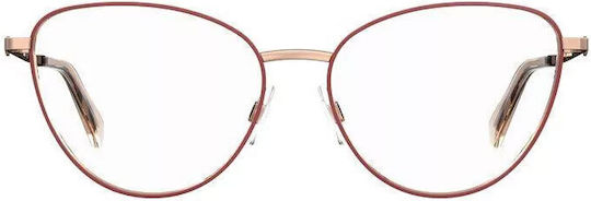 Moschino Metal Eyeglass Frame Cat Eye Burgundy MOL587 LHF