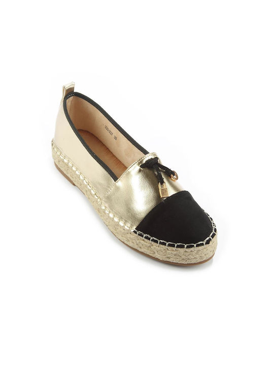 Fshoes Women's Synthetic Leather Espadrilles Gold