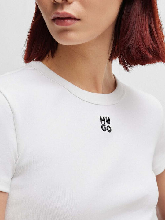 Delanor Γυναικείο Crop T-shirt Λευκό