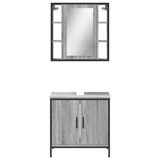 vidaXL Πάγκος χωρίς Νιπτήρα με Καθρέπτη Μ60xΒ16xΥ60cm Γκρι