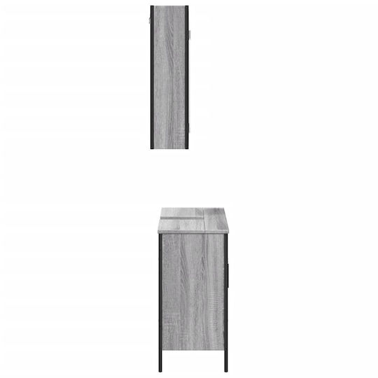 vidaXL Πάγκος χωρίς Νιπτήρα με Καθρέπτη Μ60xΒ16xΥ60cm Γκρι