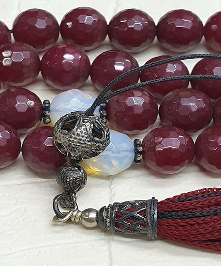 Roloi Komboloi Agate Worry Beads Burgundy 31cm