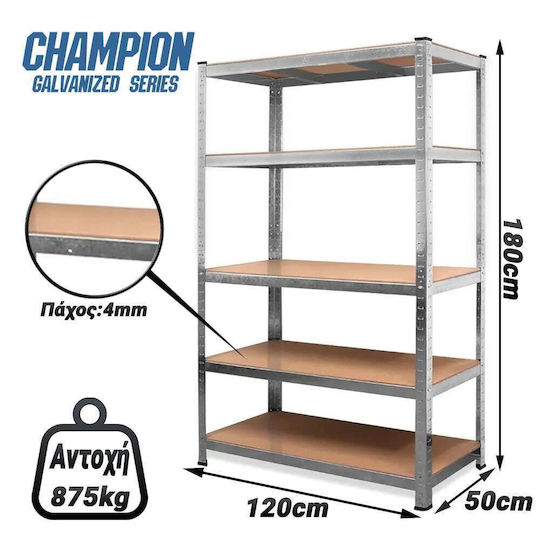 Raft Dexion Galvanizat 120x50x180cm Cu 5 Rafturi Rezistență Totală 875kg