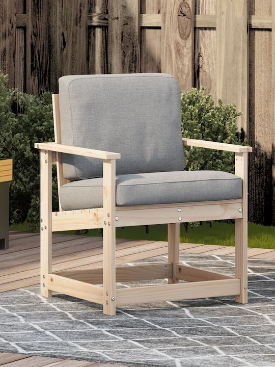 Outdoor Armchair Wooden Pine tree with Cushion 1pcs 65x55x77cm.