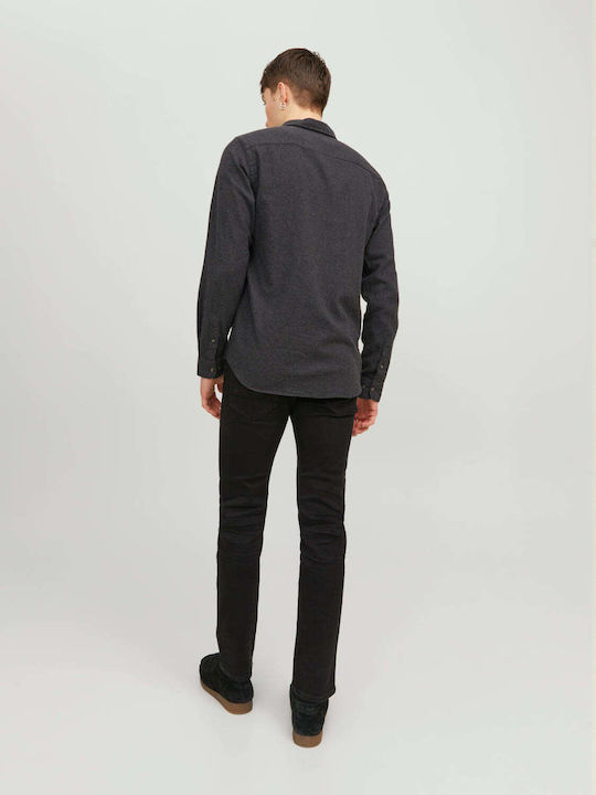 Jack & Jones Long-sleeved Cotton Shirt Dark Grey