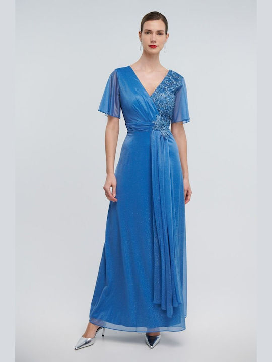 Fibes Summer Maxi Evening Dress Blue