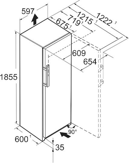 Liebherr Ψυγείο Συντήρησης 387lt Υ185.5xΠ59.7xΒ60εκ. Inox Peak BioFresh Professional