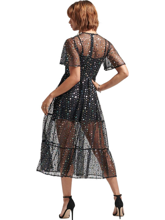 Sommer Midi Abendkleid mit Masche Schwarz