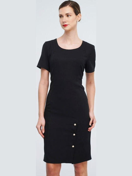 Summer Midi Shirt Dress Black