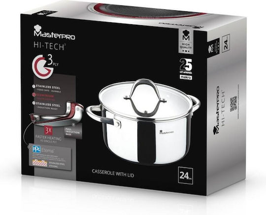 Bergner Hitech3 Βαθιά Ανοξείδωτη Κατσαρόλα 24cm