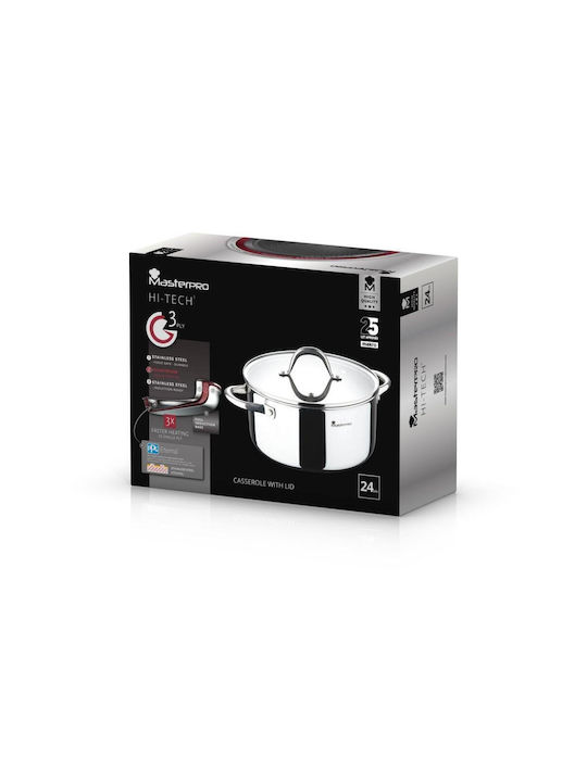 Bergner Hi-tech Deep Stainless Steel Pot 28cm