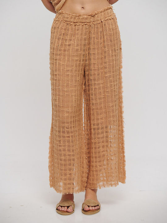 Damen Stoff Hose Braun