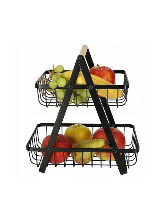 Fruitieră Metalic 2 nivele Negru 27x17x29.5buc