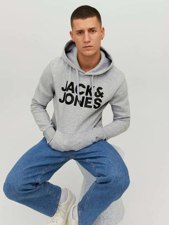 Sweatshirt with Hood Light Grey Melange
