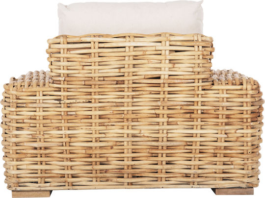 Outdoor-Sessel Hölzernes Natural-white mit Kissen 110x88x70εκ.