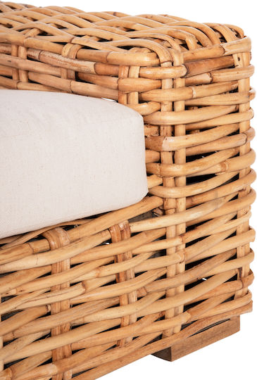 Outdoor-Sessel Hölzernes Natural-white mit Kissen 110x88x70εκ.