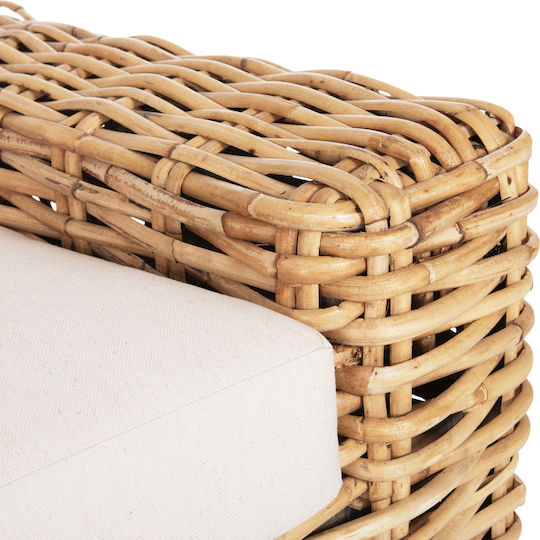 Outdoor-Sessel Hölzernes Natural-white mit Kissen 110x88x70εκ.