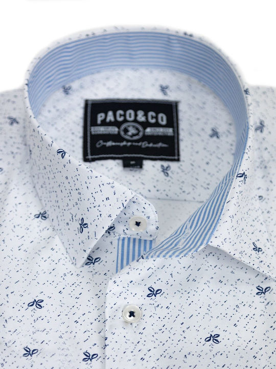 Paco & Co Men's Shirt Long Sleeve Floral White