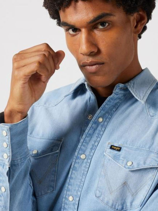 Western Long-sleeved Denim Shirt Light Stone