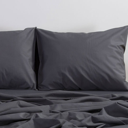 Nef-Nef Homeware Basic Pillowcase Set with Envelope Cover 727 Dark Grey 52x72cm.