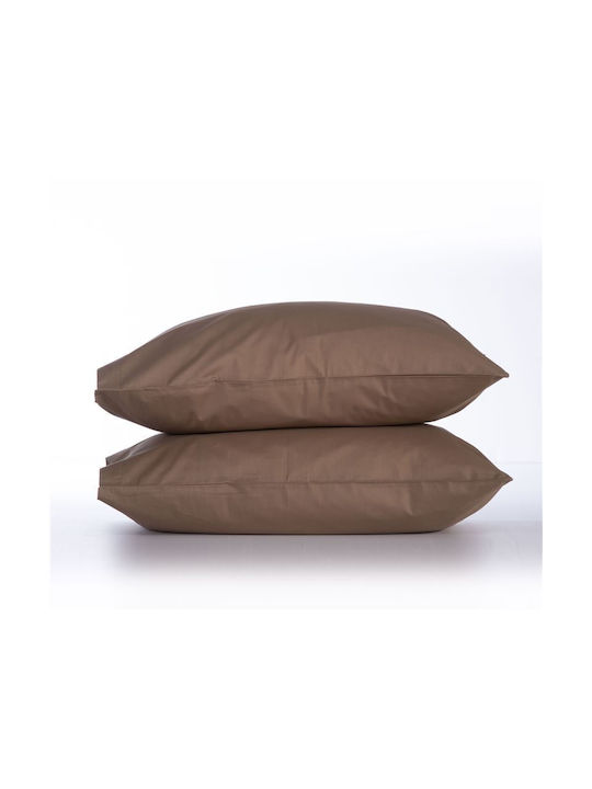Nef-Nef Homeware Basic Σετ Μαξιλαροθήκες με Φάσα 1012 Brown 52x72εκ.