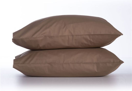 Nef-Nef Homeware Basic Σετ Μαξιλαροθήκες με Φάσα 1012 Brown 52x72εκ.