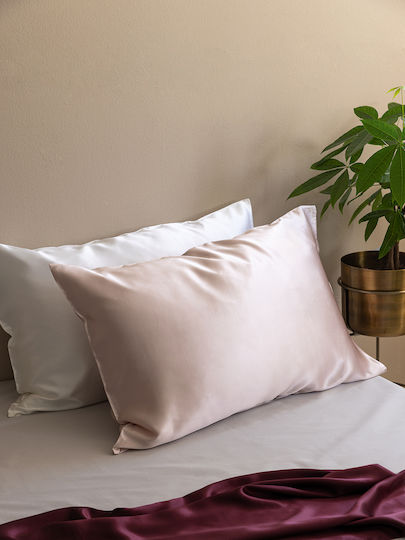Palamaiki Silka Μαξιλαροθήκη με Φάσα Pink 50x70εκ.