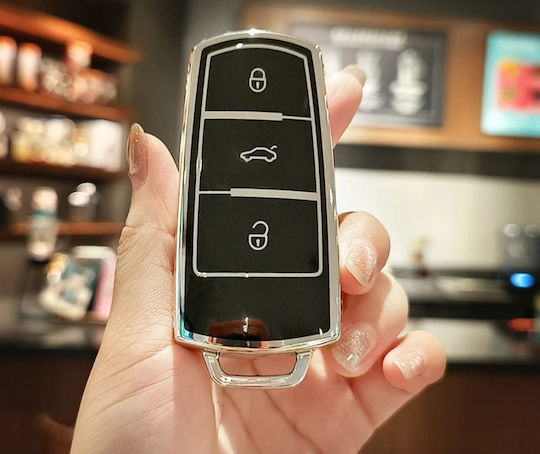Car Key Cover Case made of with 3 Buttons for VW in Black Color