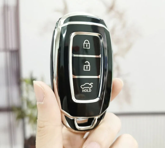 Car Key Cover Case made of with 3 Buttons for Hyundai in Black Color