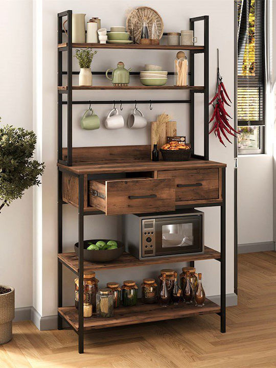 Megapap Printo Metallisches Küchengestell Mit 5 Ebenen Schwarze 81.6x37.5x169.1cm