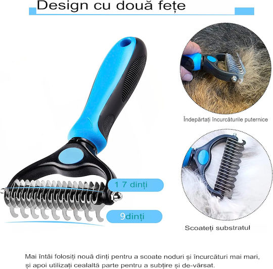 Onepet Pet Care Set Size Pieptene Mare pentru câini cu părul lung pentru Îngrijirea Blănii Albastru