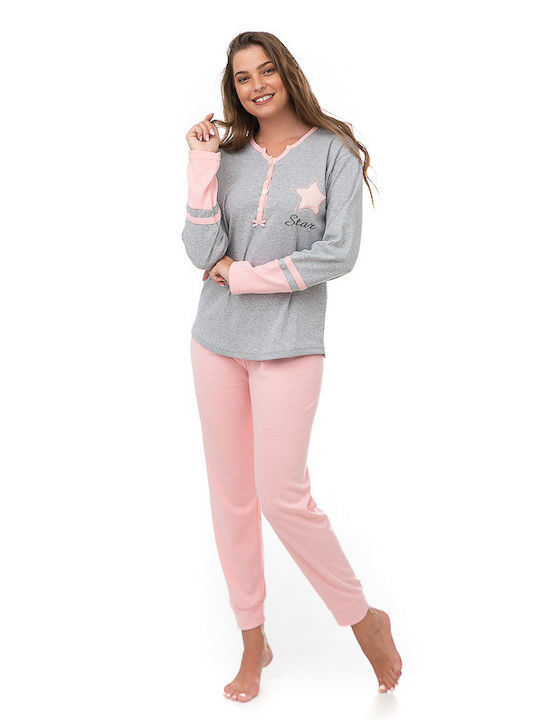 Winter Women's Pyjama Set Cotton Gray