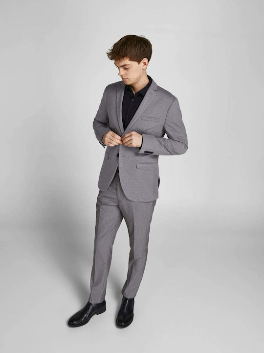 Men's Suit Jacket Slim Fit Light Grey Melange