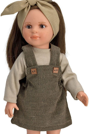 Magic Baby Doll Nina Hazel Hair Brunette Corduroy rochie verde