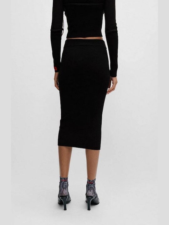 Hugo Boss High Waist Midi Skirt in Black color