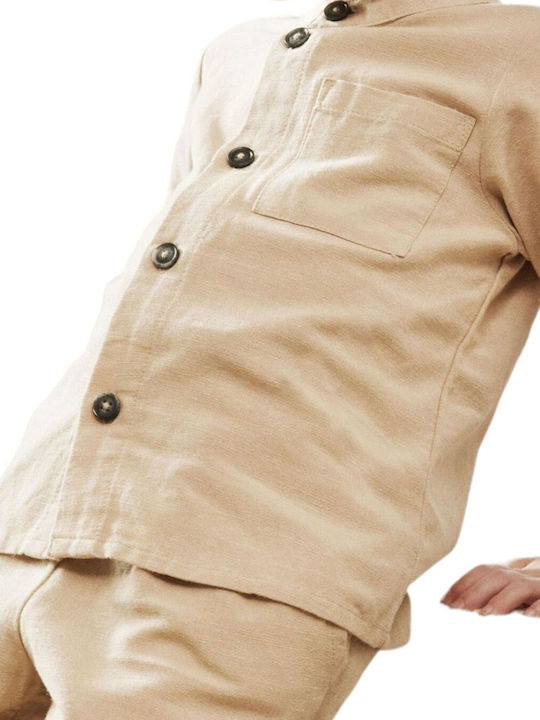 Kids Shirt Short Sleeve Linen Humus'''