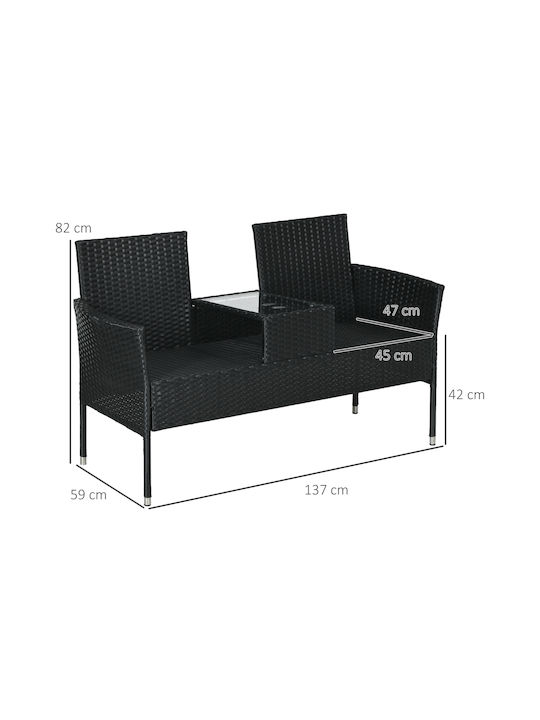 Zweisitziges Sofa Außenbereich Rattan 137x59x82cm