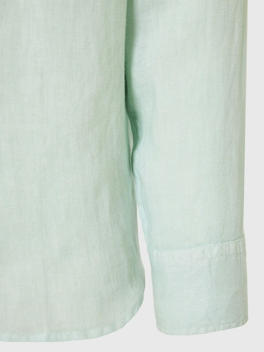 Long-sleeved Linen Shirt Lt Aqua