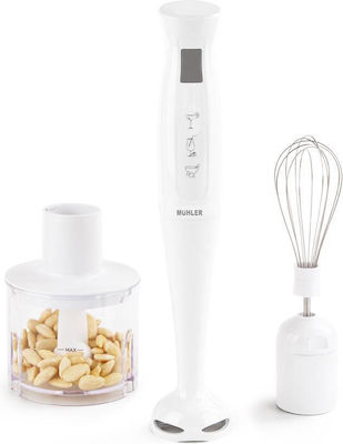 Muhler Κόκκινο Hand Blender with Plastic Rod 400W White