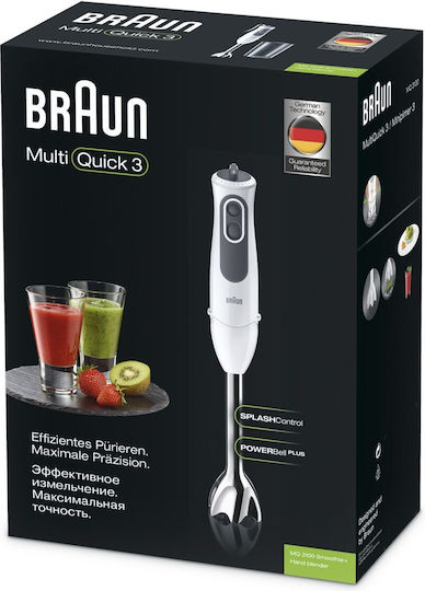 Braun MultiQuick 3 Vario Handmixer mit Edelstahlstab 750W Weiß