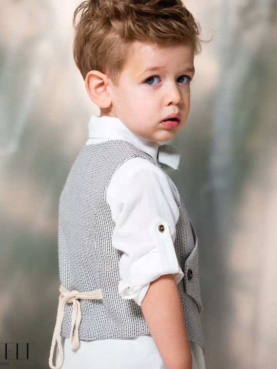 Vinteli Baptism Suit with Vest for Boy Gray 5 Pieces
