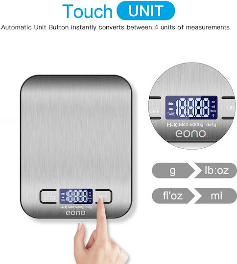 Ψηφιακή Ζυγαριά Κουζίνας έως 5kg Inox