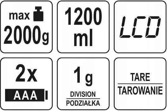 Lund Ψηφιακή Ζυγαριά Κουζίνας έως 2kg Λευκή