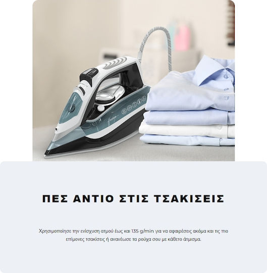Tesla Steam Iron 2400W with Ceramic Plate and Continuous Steam Supply 25g/min