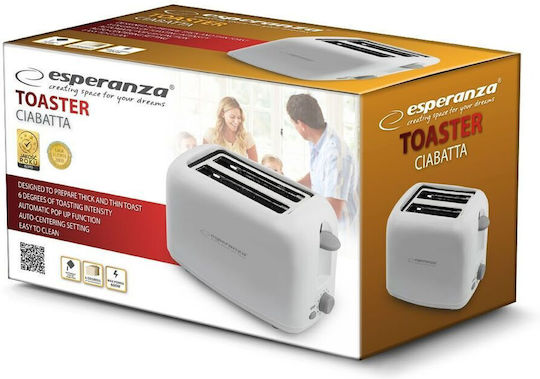 Esperanza Ciabatta Toaster 2 Slots 600W White