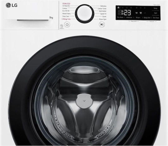 LG Πλυντήριο Ρούχων 9kg με Τεχνολογία Ατμού 1200 Στροφών AI DD F2WR509SBW
