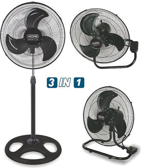 Hoomei Ανεμιστήρας Ορθοστάτης 75W Διαμέτρου 45cm Μαύρος