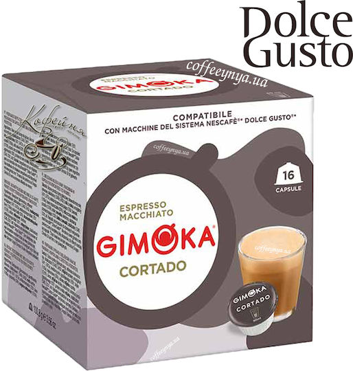 Gimoka Kapseln Espresso Cortado Kompatibel mit Maschine Dolce Gusto 16Mützen