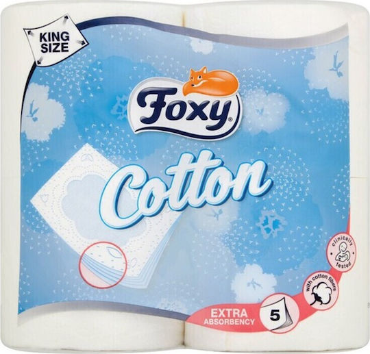 Foxy Cotton Toilet Paper 4 Rolls 5 Ply