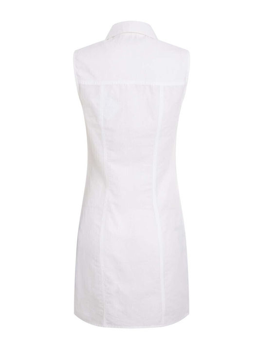 Sommer Mini Hemdkleid Kleid Weiß